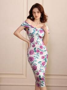 Chiquease Summer Floral Print Off Shoulder Women Dress - Multicolor - View 7