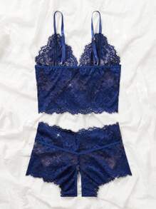 Floral Lace Bow Front Lingerie Set Lingerie 2 Pieces Setblue Lingerie Setblue Teen Girls Setswomen Lingerie Setlingerie Sets