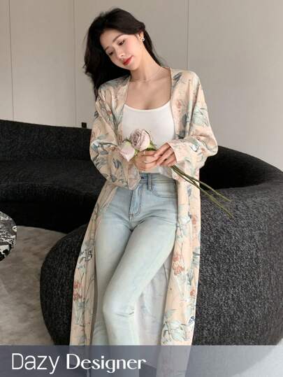 Dazy Designer 宽松版型全印花女士常规长袖外套 夏季女装夹克 秋季女装 复活节