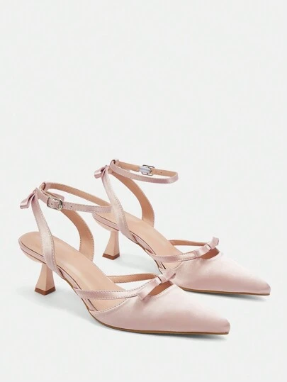 CUCCOO CHICEST 女士尖头高跟鞋细跟蝴蝶结装饰，毕业舞会高跟鞋，夏季度假鞋夏季促销优雅高跟鞋圣诞节秋季新年假期