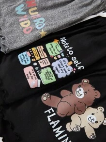 Summer Cartoon Printed Tank Top And Shorts Pajama Set, 3pcs - Multicolor - View 4