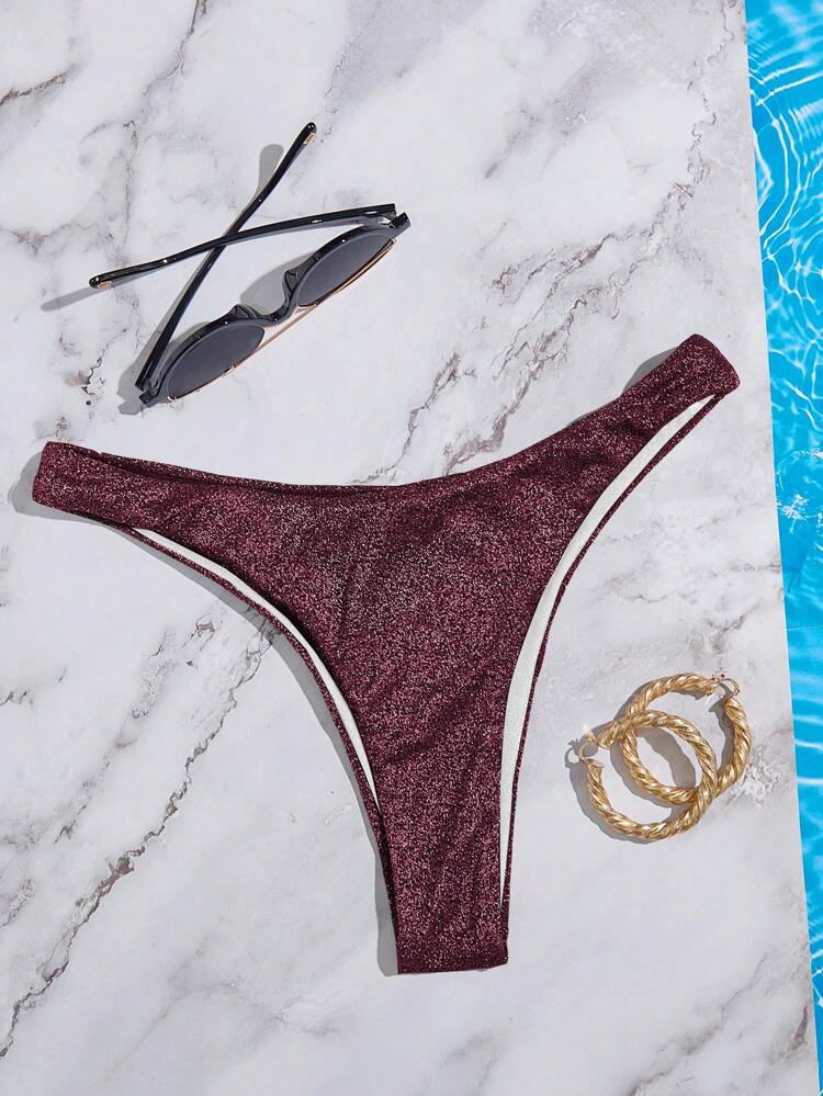 Women's Summer Thin Sparkly Thong Bikini Bottom,Summer Beach
