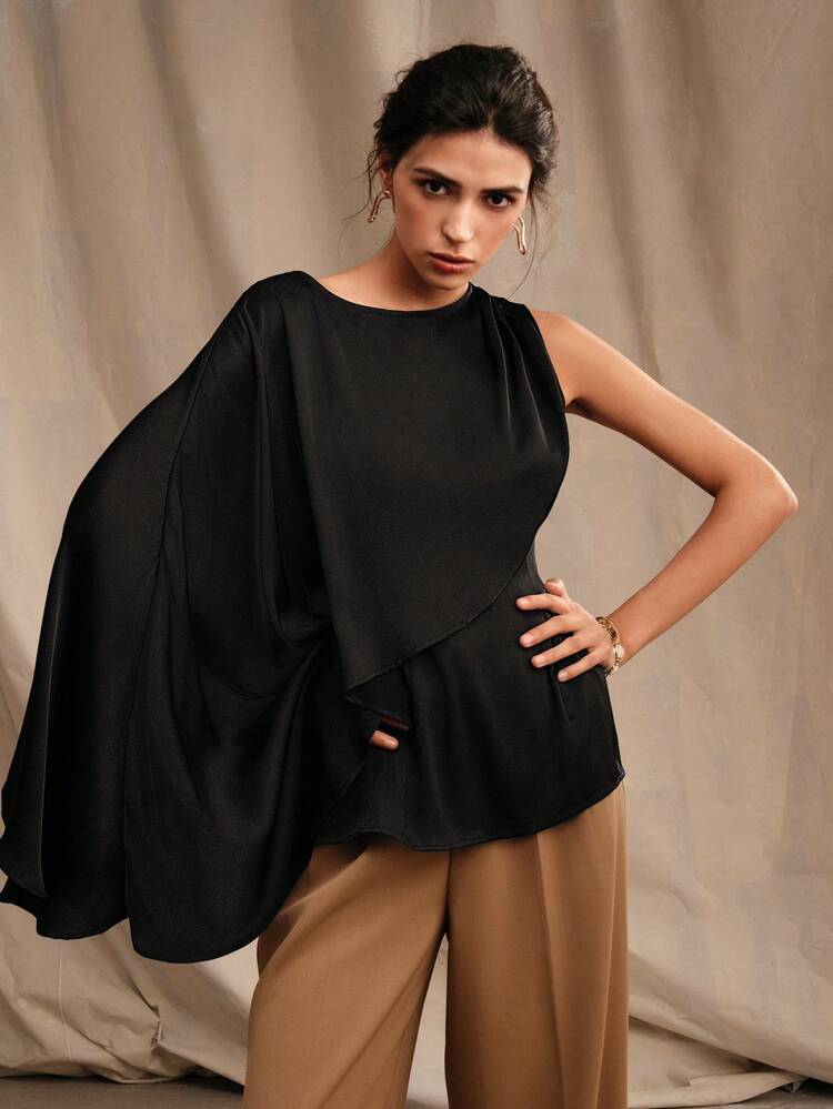 Women's Round Neck Solid Color One-Shoulder Casual Daily Wear Shirt