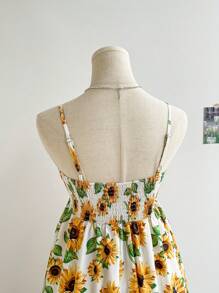 Soleia Women's Summer Casual Sunflower Printed Spaghetti Strap Dress - Multicolor - View 5