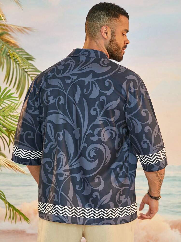 Plus Size Men Casual Holiday Match Short-Sleeved Shirt For Summer