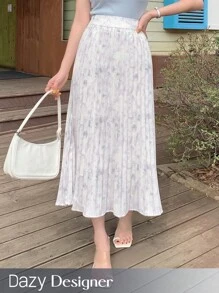 Dazy Designer Floral Printed Pleated Skirt For Women Fall Skirts Vacation Outfits Women - Multicolor - View 1