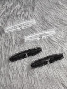 4pcs Heart Decor Lace Leg Ring
