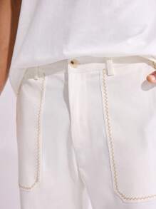 Forever 21 Men's Washed Wide Leg Trousers In White - Putih - View 2