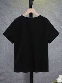 SHEIN Tween Boy Cotton Casual Versatile& Soft Denim Tops ,For Summer