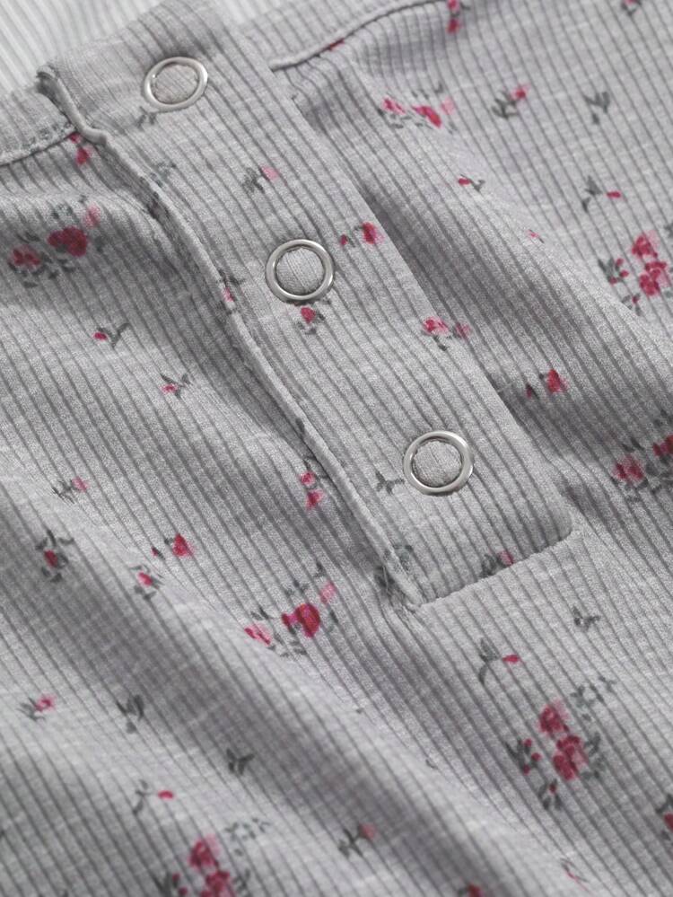 Women's Summer Floral Button V-Neck Short Sleeve Slim Fit T-Shirt Going Out Tops Women