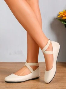 Giày khiêu vũ nữ đế mềm thời trang thu đông 2025, hoàn hảo cho các buổi biểu diễn và trình diễn trang phục trang trọng, giày ba lê. - Màu be - Xem 3