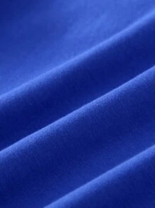 SHEIN Young Girl Knitted Solid Color Heart Sequin Front Short Sleeve T-Shirt