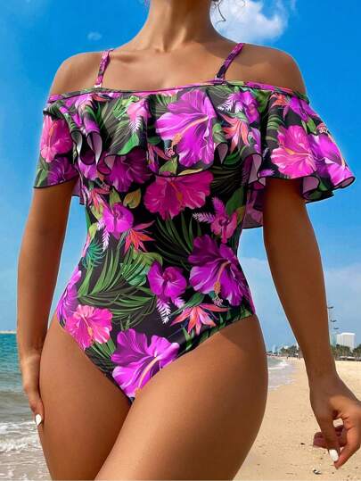 Swim Lushoire Women's One-Piece Swimsuit (Random Print) - Copyright Purchased,Summer Beach