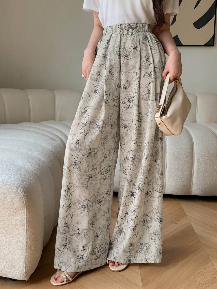 Women's Summer Floral Print Casual Loose Long Pants Vacation Outfits Women Boho