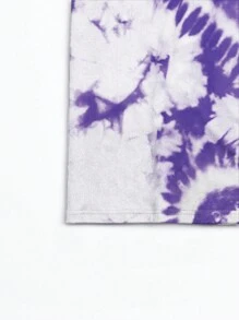 SHEIN LUNE Plus Size Women's Summer Heart Tie Dye V-Neck Batwing Short Sleeve Loose Casual T-Shirt Graphic Tees Women Tops - Multicolor - View 3