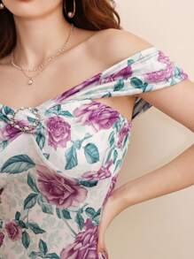 Chiquease Summer Floral Print Off Shoulder Women Dress - Multicolor - View 3