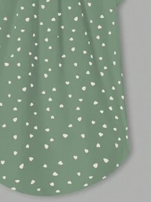 EMERY ROSE Áo Sơ Mi Nữ Tay Ngắn In Hình Trái Tim Thời Trang - Màu xanh Bạc hà - Xem 3