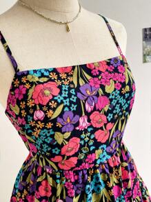 Soleia Vestido de tirantes de flores con volantes para mujeres para vacaciones de verano
