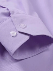 Manfinity Mode Men Spring/Autumn Casual Solid Color Long Sleeve Shirt, Light Purple Shirt Men, Men's Purple Dress Shirt