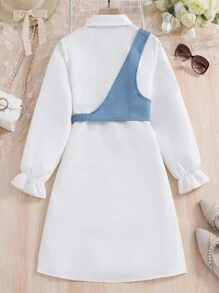 SHEIN 少女肩背式交叉背心包和時尚襯衫裙 - 彩色 - 查看 2