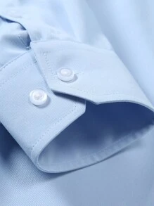 Manfinity Mode Camisa de manga larga de unicolor casual para hombre, primavera/otoño, camisa casual de negocios para hombre, camisa azul en polvo para hombre, para el otoño - Celeste - Ver 3