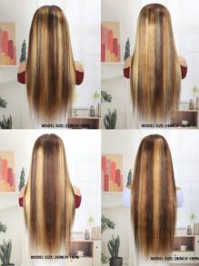 Transparent Lace Straight 13X4 Lace Frontal Wigs 180% Density 14-28 Inch P4/27 Honey Blonde Color Pre Plucked Natural Hairline Lace Remy Hair Human Hair Highlights Color For Women - SP4/27 - View 6