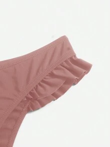 SHEIN Swim Solid Color Ruffle Trim Bikini Bottom,Summer Beach