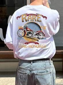 DAZY Men Summer Letter Print Round Neck T-Shirt,Fall Clothes - White - View 5