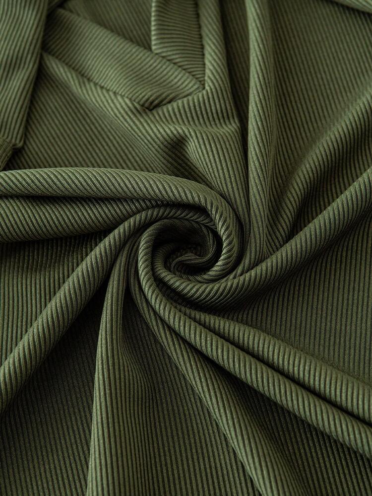 Women's Spring And Summer V-Collar Long Sleeve Rib-Knit T-Shirt Fall Cloth For Women