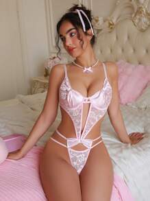 PetitDoll Lace Ladies Sexy Bodysuit Lingerie With Underwire (Sweet Style)