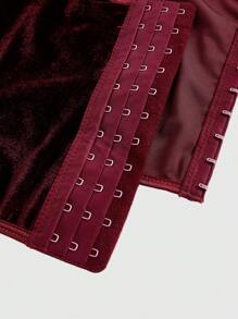 ROMWE Goth Áo ba lỗ dây đeo bằng da PU gợi cảm và quyến rũ dành cho nữ Áo thun họa tiết dành cho nữ - Màu Đỏ Sâu - Xem 4