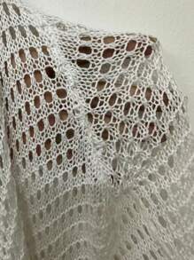 Swim Vcay Summer Clothes Women's Backless Knitted Dress With Hollow Out Cover Up Summer - White - View 7