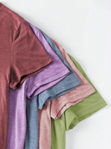 INAWLY Camiseta casual de verano para mujer de cuello redondo y manga corta de unicolor