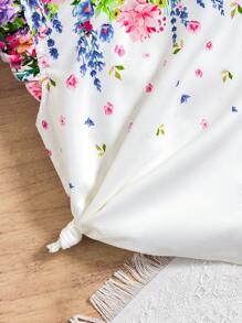 SHEIN Tween Girl elegante top met bloemenprint en rokset met riem