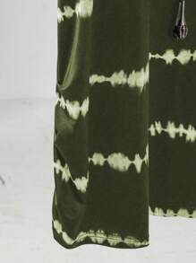 Maweii Plus Size Tie-Dye Top And Shorts Casual Two-Piece Set - Army Green - View 3
