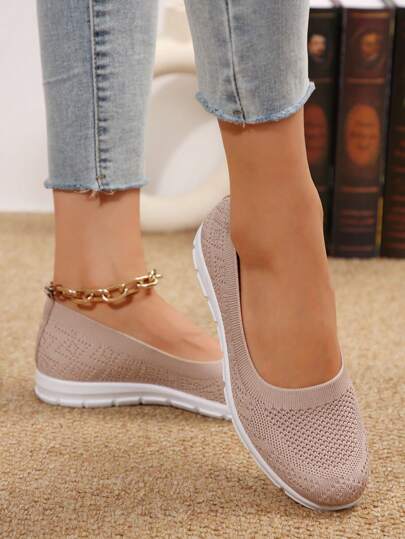 Fall/Winter Casual Embroidered Breathable Slip-On Canvas Shoes, Summer New Round Toe Casual Brown Loafers, Fashion Versatile Comfortable Lightweight Fabric Shoes, Pale Pink,Sneakers For Women