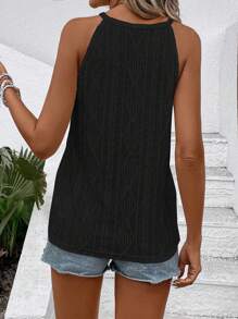 EMERY ROSE Sleeveless Neck-Hanging Tank Top For Summer Daily Wear - Black - View 2