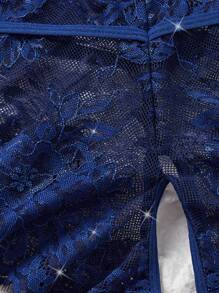 Floral Lace Bow Front Lingerie Set Lingerie 2 Pieces Setblue Lingerie Setblue Teen Girls Setswomen Lingerie Setlingerie Sets