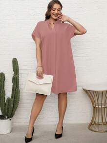 EMERY ROSE 大尺碼夏季露膀子短袖黑色連身裙，帶空洞細節之設計