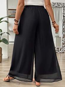 SHEIN Holidaya Pantalones sueltos simples de talla grande para mujer de unicolor