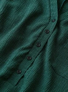 SHEIN LUNE 大码女式纯色简约日常无袖衬衫 - 綠色 - 查看 5