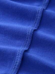 SHEIN Young Girl Knitted Solid Color Heart Sequin Front Short Sleeve T-Shirt