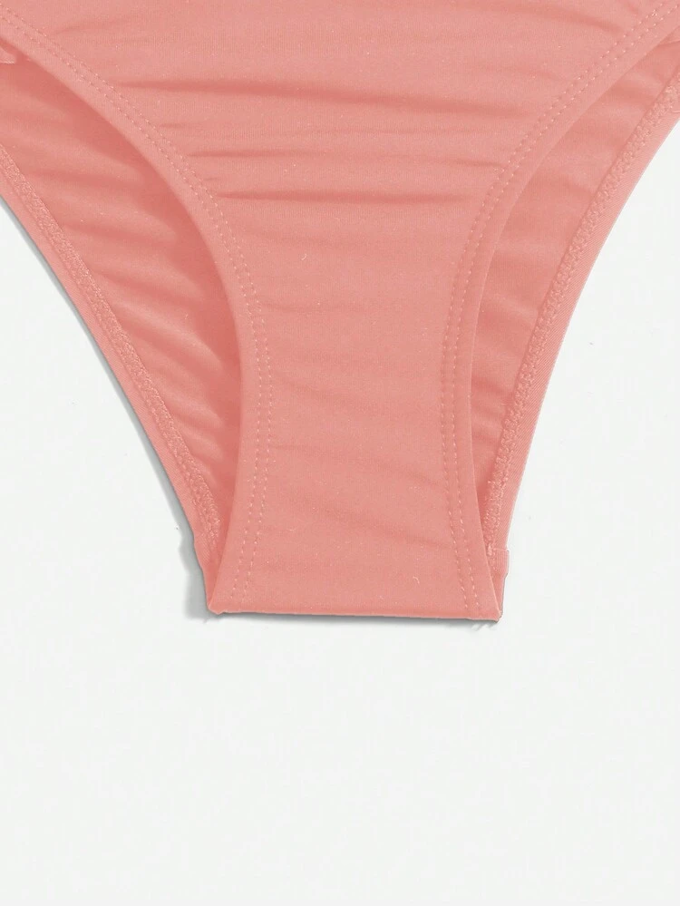Solid Color Ruffled Swimwear Bottoms For Beach Vacation,Summer Beach