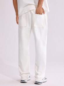 Forever 21 Men's Washed Wide Leg Trousers In White - Putih - View 4