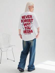 Coolane Sporty Street Style Casual Women Oversized Drop Shoulder T-Shirt With Graffiti Portrait Graphic Print, Hiphop Streetwear, Unisex