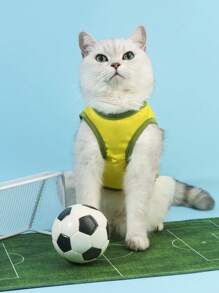 PETSIN 1pc Brazil Football Themed Pet Dog/Cat Breathable, Sun-Protective And Insect-Resistant Vest, Summer - Multicolor - View 3