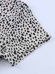 INAWLY Women Fashionable Loose Fit Asymmetrical Polka Dot Short Sleeve T-Shirt For Summer Graphic Tees Women Tops - Apricot - View 3