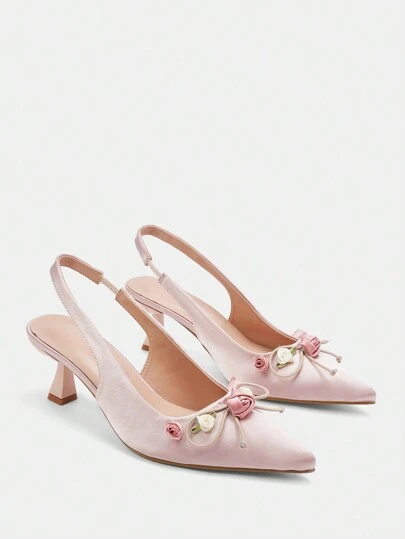 CUCCOO CHICEST Elegant Floral High Heels For Ladies With Pointed Toe And Short Heels, Graduation Heel, Prom Heels For Summer Vacation Shoes Summer Elegant Heels Spring Shoes Spring Break Easter For Christmas