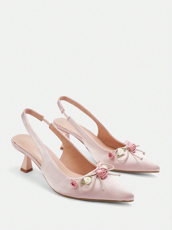 CUCCOO CHICEST Elegant Floral High Heels For Ladies With Pointed Toe And Short Heels, Graduation Heel, Prom Heels For Summer Vacation Shoes Summer Elegant Heels Spring Shoes Spring Break Easter