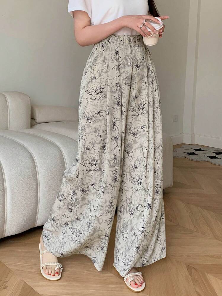 Women's Summer Floral Print Casual Loose Long Pants Vacation Outfits Women Boho